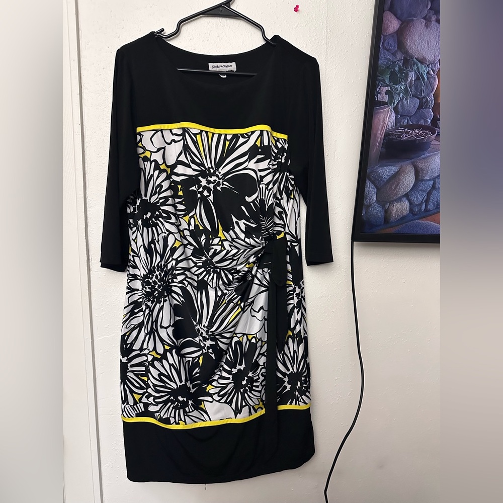 Shelby & Palmer Black and White Dress with Yellow Trim